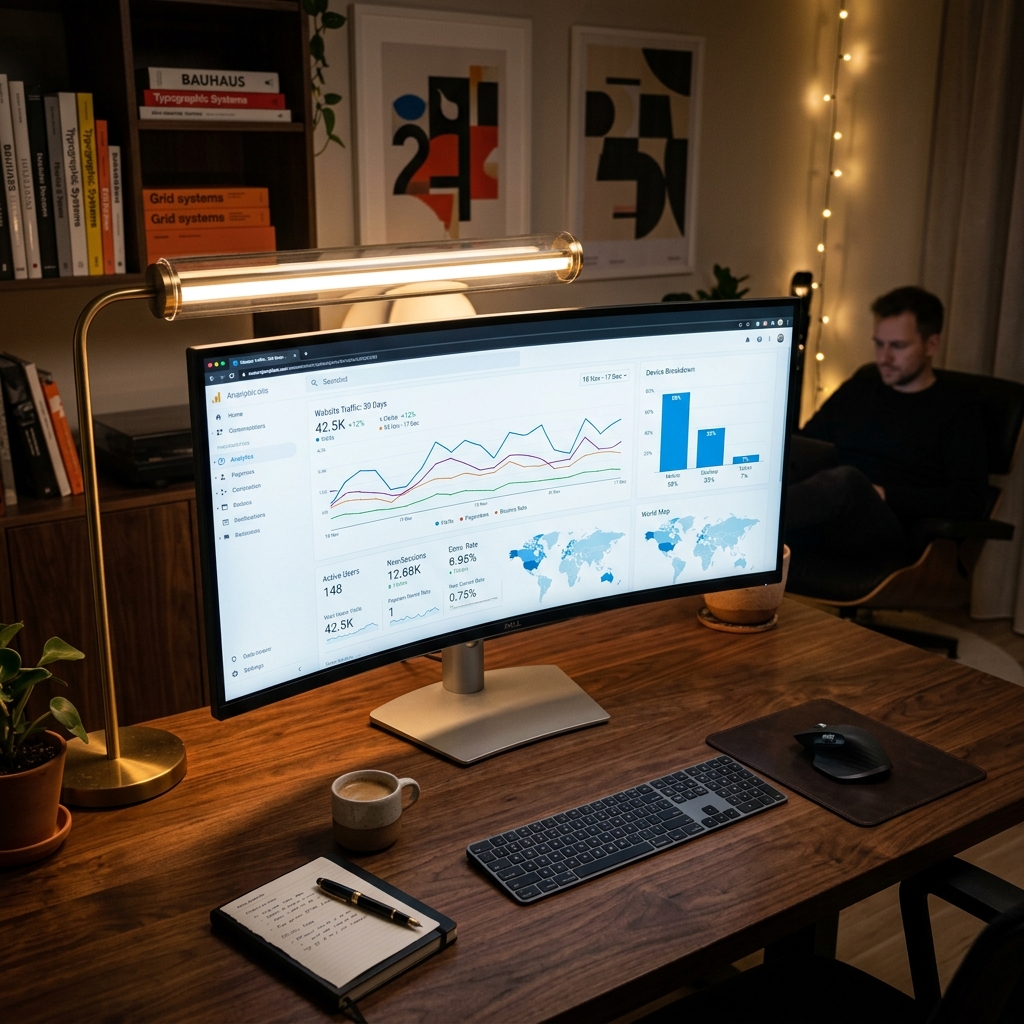 3D Analytics Dashboard Graphic