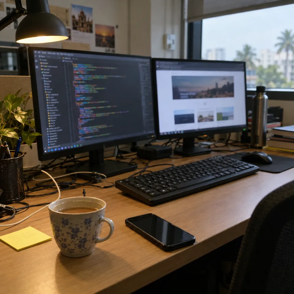 Website development workspace illustration